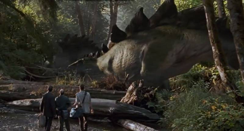 Do prvního dílu Jurského parku režiséra Stevena Spielberga se stegosaurus ještě nedostal, ale už v druhém díle si to vynahradil