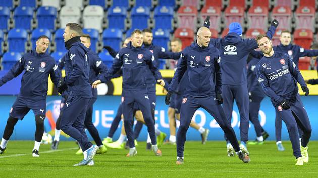 Trénink české fotbalové reprezentace 13. listopadu 2019 v Plzni před zápasem kvalifikace mistrovství Evropy s Kosovem