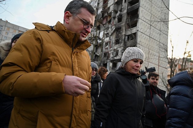 Ukrajinský ministr zahraničí Dmytro Kuleba v ukrajinském Charkově.