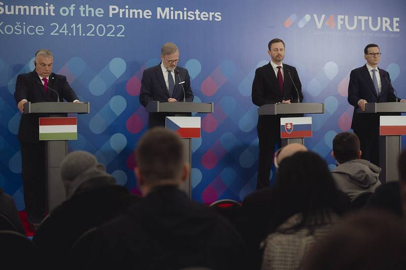 Maďarský premiér Viktor Orbán na tiskové konferenci na summitu V4.