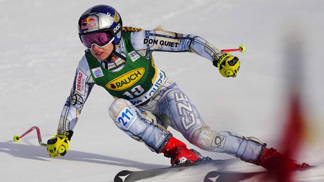 Česká lyžařka Ester Ledecká v Super-G Světového poháru v Lake Louise.