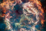 Nejnovější a nejdetailnější snímek Cassiopeji A, pozůstatku výbuchu supernovy od vesmírného dalekohledu Jamese Webba.