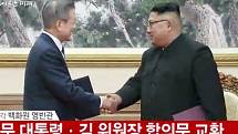 Summit Jižní a Severní Koreje. Prezident Mun Če-in a vůdce Kim Čong-un