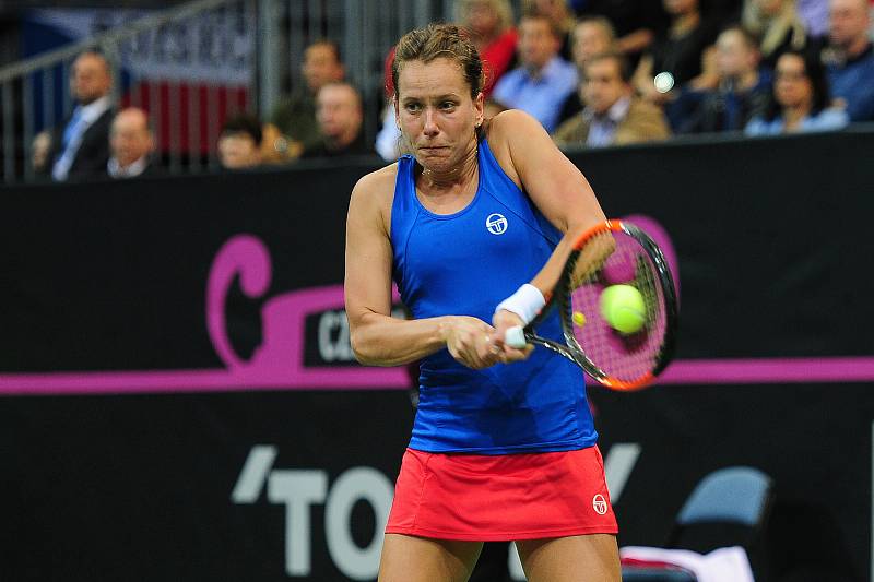 Tenisové finále FedCupu mezi Českou republikou a USA 10. listopadu v Praze. Barbora Strýcová.