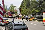 Záchranáři zasahují u nehody vlaku u bavorského alpského letoviska Garmisch-Partenkirchen v Německu, 3. června 2022.