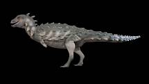 Umělecká představa dinoaura druhu Jakapil kaniukura, tedy dvounohého obrněného praještěra, jehož kosterní pozůstatky byly nalezeny v provincii Río Negro