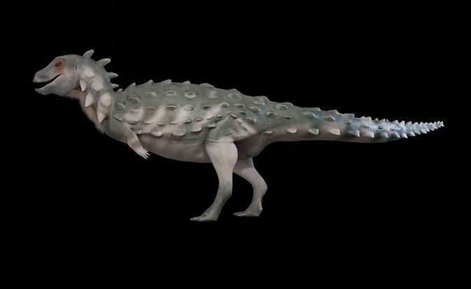 Umělecká představa dinoaura druhu Jakapil kaniukura, tedy dvounohého opancéřovaného praještěra, jehož kosterní pozůstatky byly nalezeny v provincii Río Negro