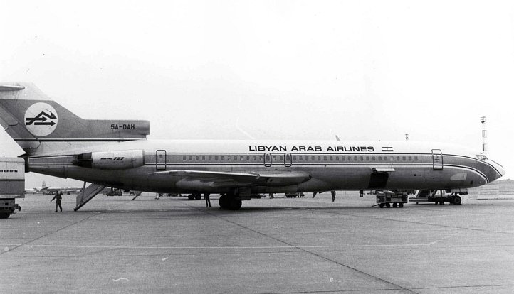 Boeing 727 Libyjských arabských aerolinií, který v únoru 1973 sestřelily nad sinajskou pouští izraelské stíhačky. Aerolinkám sloužil od konce prosince roku 1970