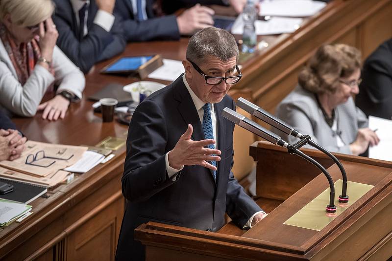 Jednání o důvěře vlády v Poslanecké sněmovně 16. ledna v Praze. Andrej Babiš