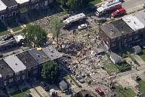Domy v Baltimoru zničené výbuchem