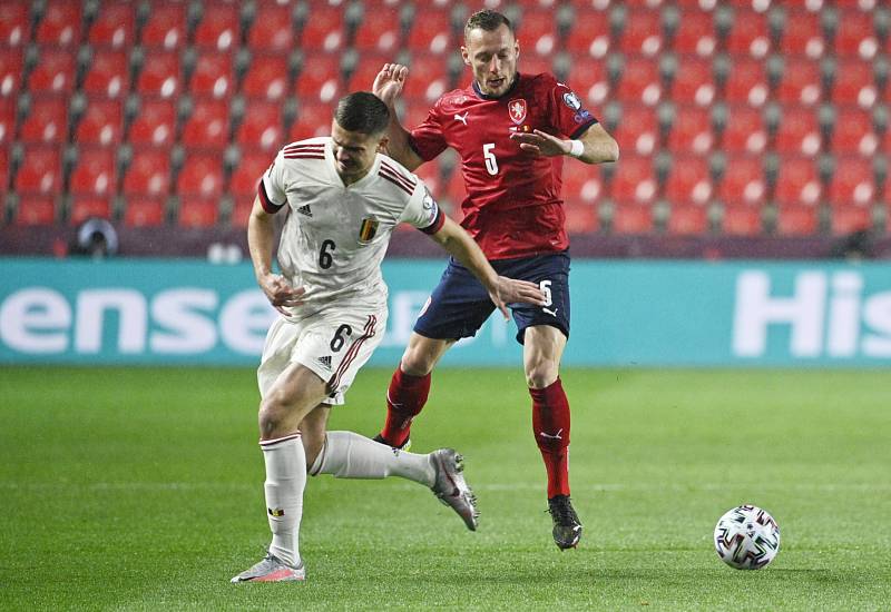 Utkání kvalifikace MS ve fotbale mezi Českem a Belgií