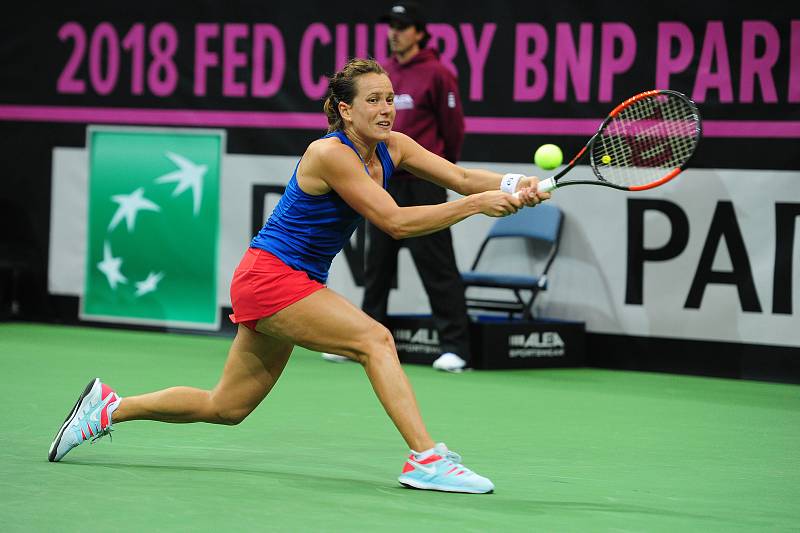 Tenisové finále FedCupu mezi Českou republikou a USA 10. listopadu v Praze. Barbora Strýcová.