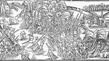 Dobová ilustrace bitvy u Kappelu, v níž švýcarští katolíci zúčtovali s prvními protestanty