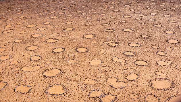 Vílí kruhy v oblasti Marienflusstal v Namibii.