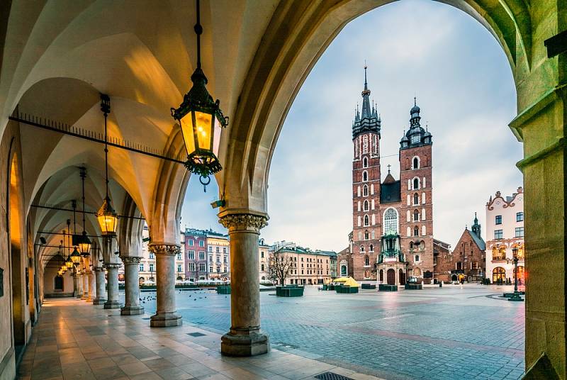 Krakov, bazilika Panny Marie na hlavním náměstí