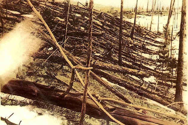 Při takzvané Tunguské události výbuch meteoru polámal zhruba 80 milionů stromů na Sibiři.