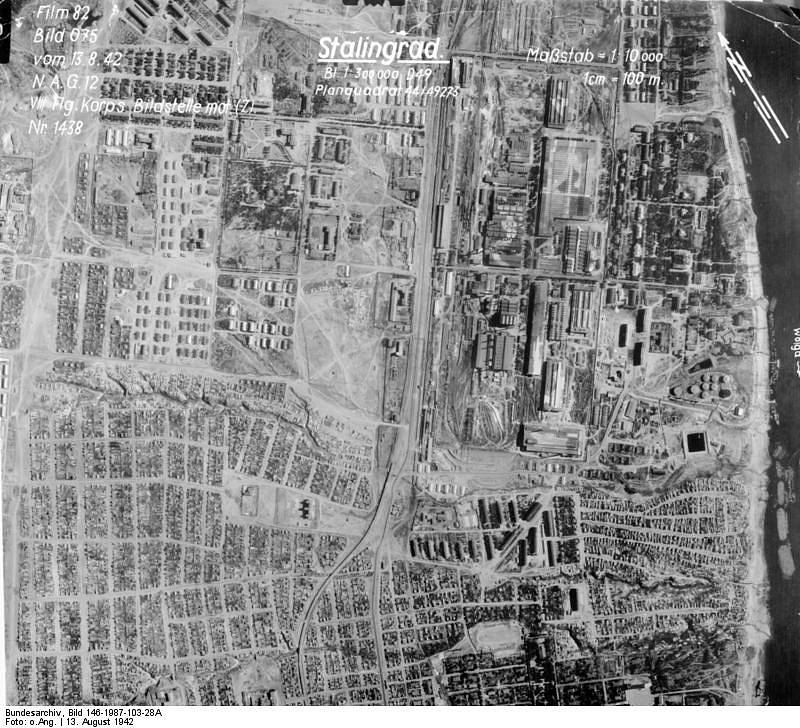 Letecký snímek Stalingradu
