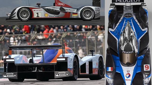 Aston Martin LMP1,  Audi R 15 TDi a Peugeot 908 HDi FAP jsou  největšími konkurenty v současném světě vytrvalostních závodů.