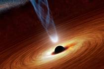 Umělecký koncept supermasivní černé díry.