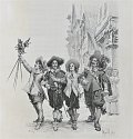 Tři mušketýři. Ilustrace Maurice Leloira z roku 1894.