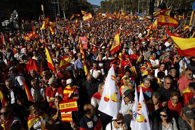 Prošpanělská demonstrace v Barceloně