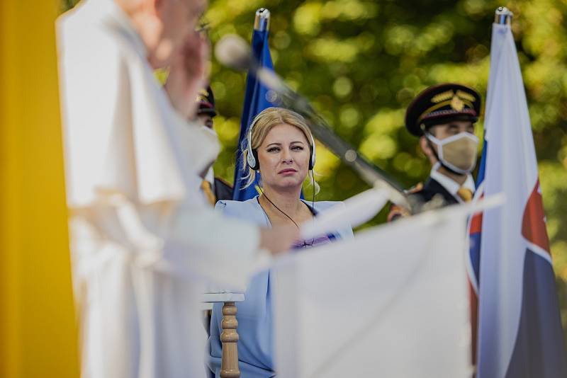 Slovenská prezidentka Zuzana Čaputová při setkání s papežem Františkem