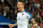 Marek Hamšík ze Slovenska se raduje z gólu proti Rusku.