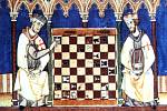 Templáři při hře šachů, středověká malba.