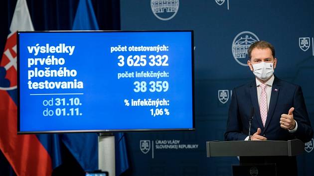 Slovenský premiér Igor Matovič představuje výsledky plošných testů