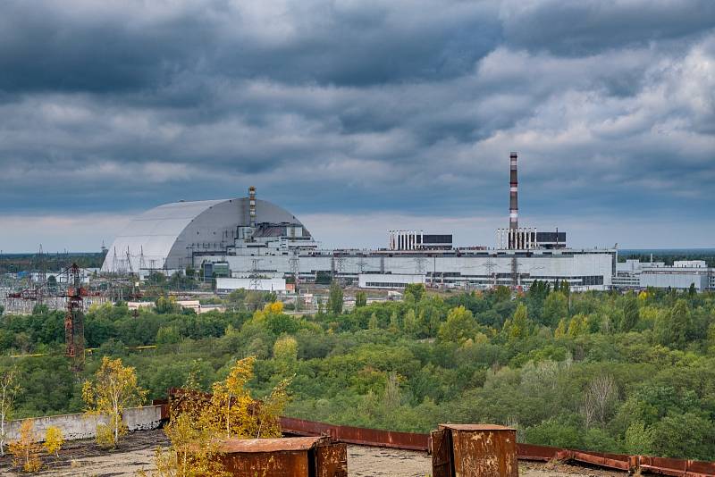 Nový kryt Černobylské jaderné elektrárny na snímku z roku 2018