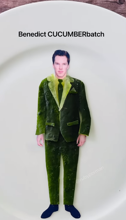 Okurkový oblek i s vtipným komentářem si vysloužil Benedict Cumberbatch