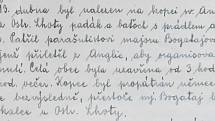 Hodně informací o válečném dění poskytuje blatnická kronika. Zde zmínka o seskoku velitele výsadku Carbon Františka Bogataje