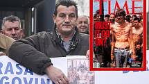Fikret Alič (tábor pro bosenské muslimy, 1992). Na kost vychrtlý mladík postává za ostnatým drátem koncentračního tábora. Fotografie vyhladovělého Bosňáka je považována za jeden ze symbolů válečných hrůz v bývalé Jugoslávii v devadesátých letech