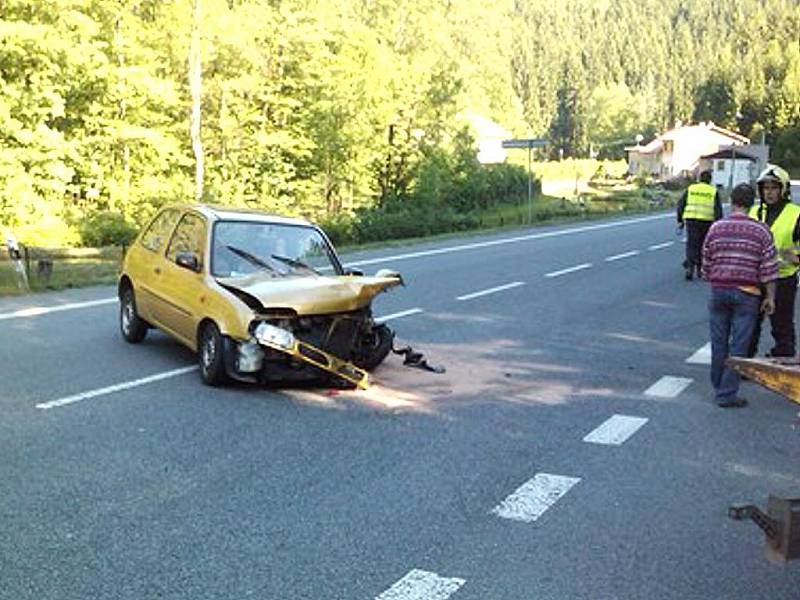 K čelnímu střetu Nissanu Micra a Škody Octavie combi došlo v sobotu krátce před šestnáctou hodinou na silnici mezi Železným Brodem a Loužnicí.