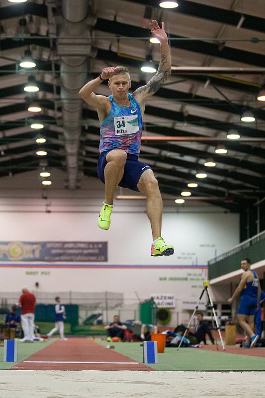 Atletický mítink Jablonecká hala 2018 proběhl 20. ledna v Jablonci nad Nisou. Na snímku je Radek Juška při disciplině dálka muži.