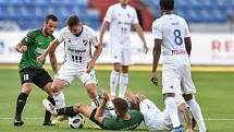 Utkání 1. kola první fotbalové ligy: Baník Ostrava - FK Jablonec, 23. července 2018 v Ostravě. (zleva) Kouřil Martin, János Adam.