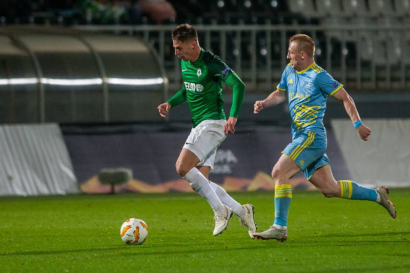 Zápas skupiny K Evropské ligy mezi týmy FK Jablonec a FC Astana se odehrál 25. října na stadionu Střelnice v Jablonci nad Nisou. Na snímku vlevo je Lukáš Masopust.