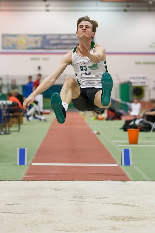 Atletický mítink Jablonecká hala 2018 proběhl 20. ledna v Jablonci nad Nisou. Na snímku je Lukáš Preisler při disciplině dálka muži.