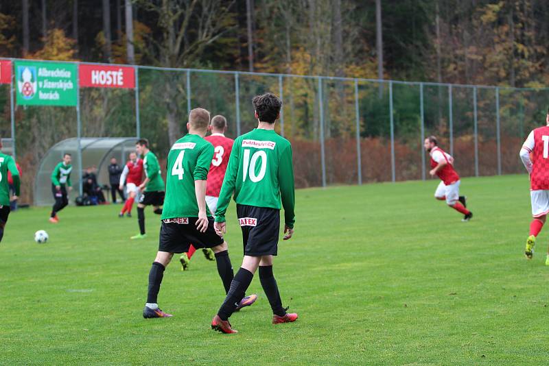 Zápas I. B třídy mezi Albrechticemi a béčkem Velkých Hamrů přinesl plný bodový zisk pro domácí mužstvo.