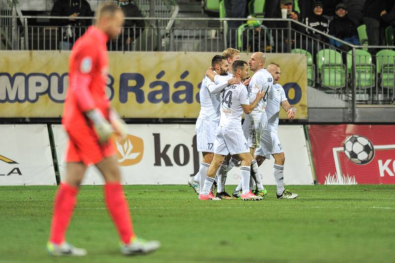 Utkání 14. kola HET ligy mezi MFK Karviná vs. FK Jablonec hrané 19. listopadu 2017 v Karviné. Radost Karviné.