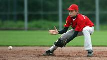 Ve středu pokračovalo ME kadetů v baseballu pěti zápasy. Na snímku utkání Německa s Rakouskem (v červeném), které skončilo debaklem Rakušanů 28:0.