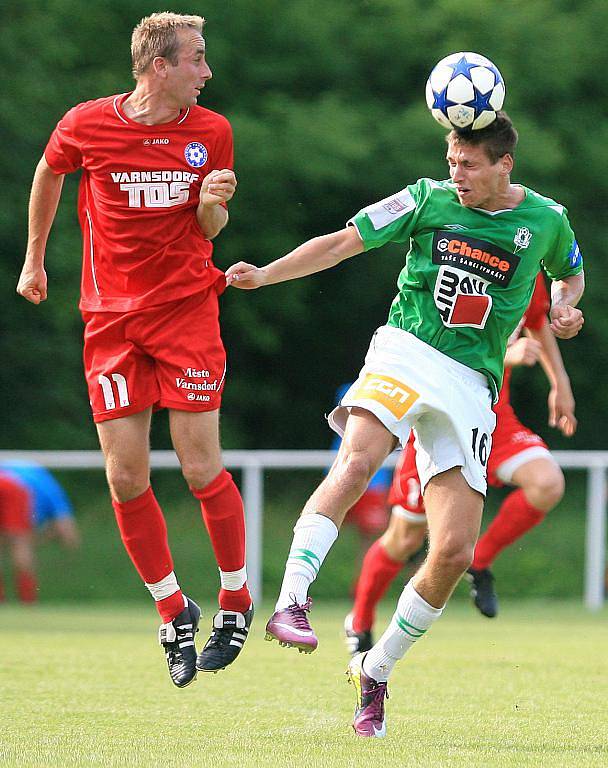 Jablonec si v generálce poradil a Varnsdorfem (v červeném) 5:0. Baumit čeká ve čtvrtek úvodní duel 2. předkola Evropské ligy.