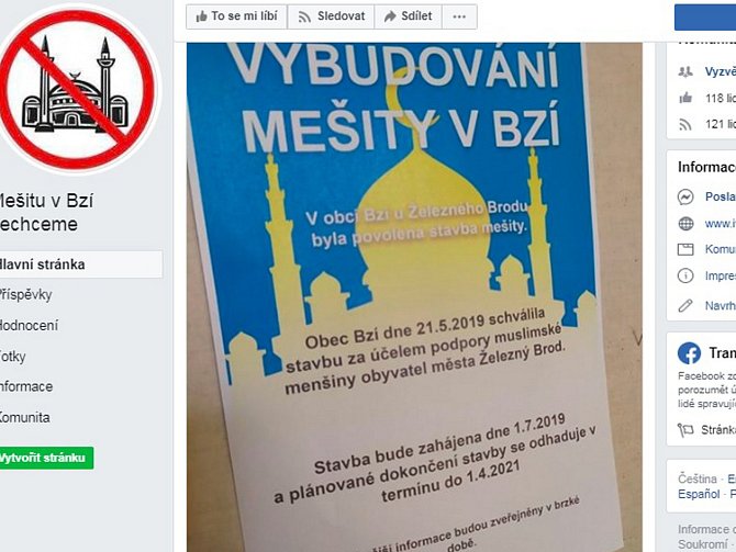 Poplašná zpráva o plánované stavbě mešity ve Bzí u Železného Brodu