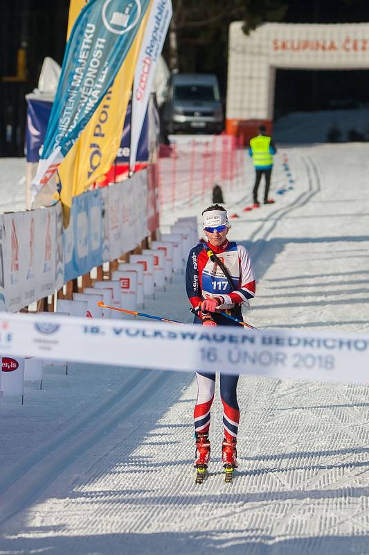 Závod v klasickém lyžování, Volkswagen Bedřichovská 30, odstartoval 16. února v Bedřichově na Jablonecku Jizerskou padesátku. Hlavní závod zařazený do seriálu dálkových běhů Ski Classics se pojede 18. února 2018. Na snímku je vítězka závodu na 30 kilometr