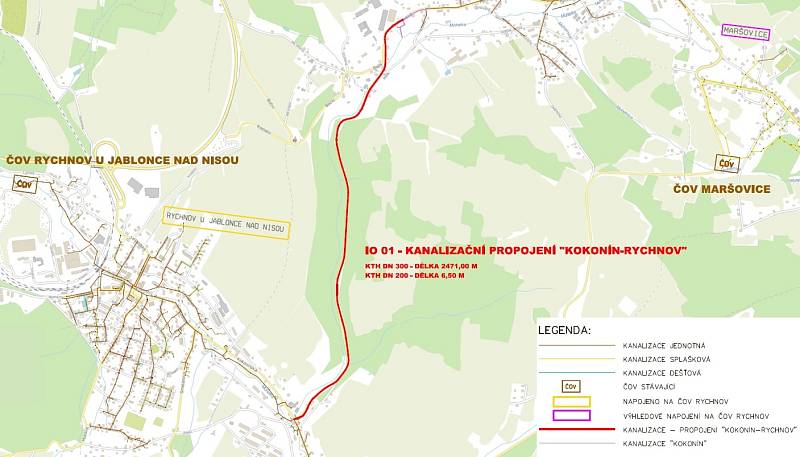 Kanalizační propojení Kokonín – Rychnov je hotové