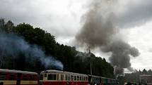 Parní lokomotiva Sedma jezdila o víkendu na trati Kořenov Harrachov. 