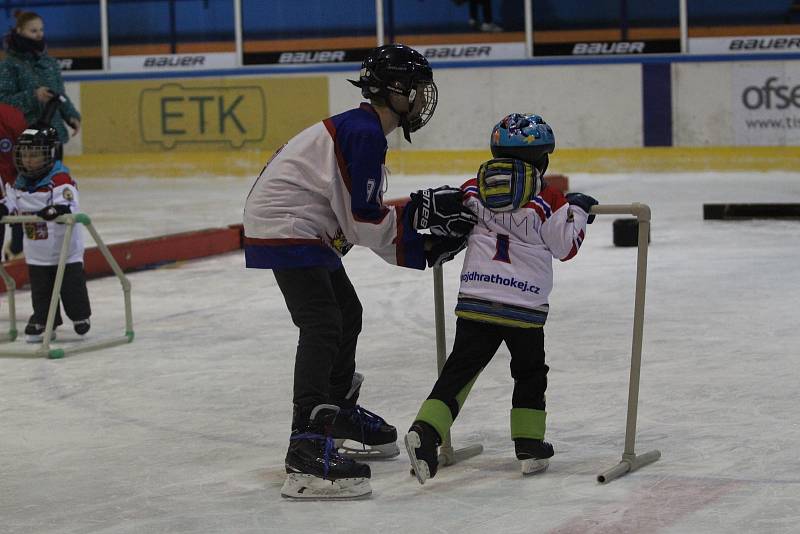 Přes tři desítky dětí strávily nedělní dopoledne na zimním stadionu a zkoušely si, jak chutná hokej.
