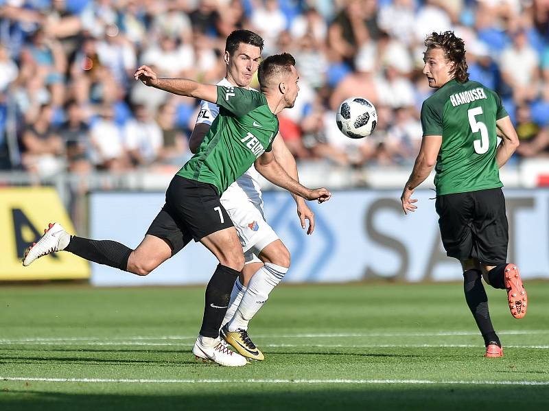 Utkání 1. kola první fotbalové ligy: Baník Ostrava - FK Jablonec, 23. července 2018 v Ostravě. Diviš Jaroslav a Robert Hrubý.