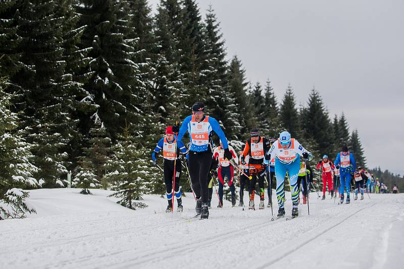 Jizerská 50, závod v klasickém lyžování na 50 kilometrů zařazený do seriálu dálkových běhů Ski Classics, proběhl 18. února 2018 již po jedenapadesáté. Na snímku je