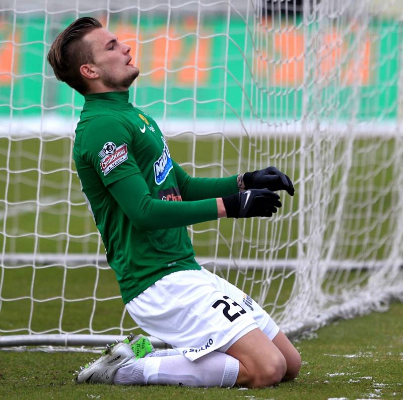 Jablonec porazil doma Brno 2:0. Na snímku Vít Beneš z Jablonce po neproměněné šanci.